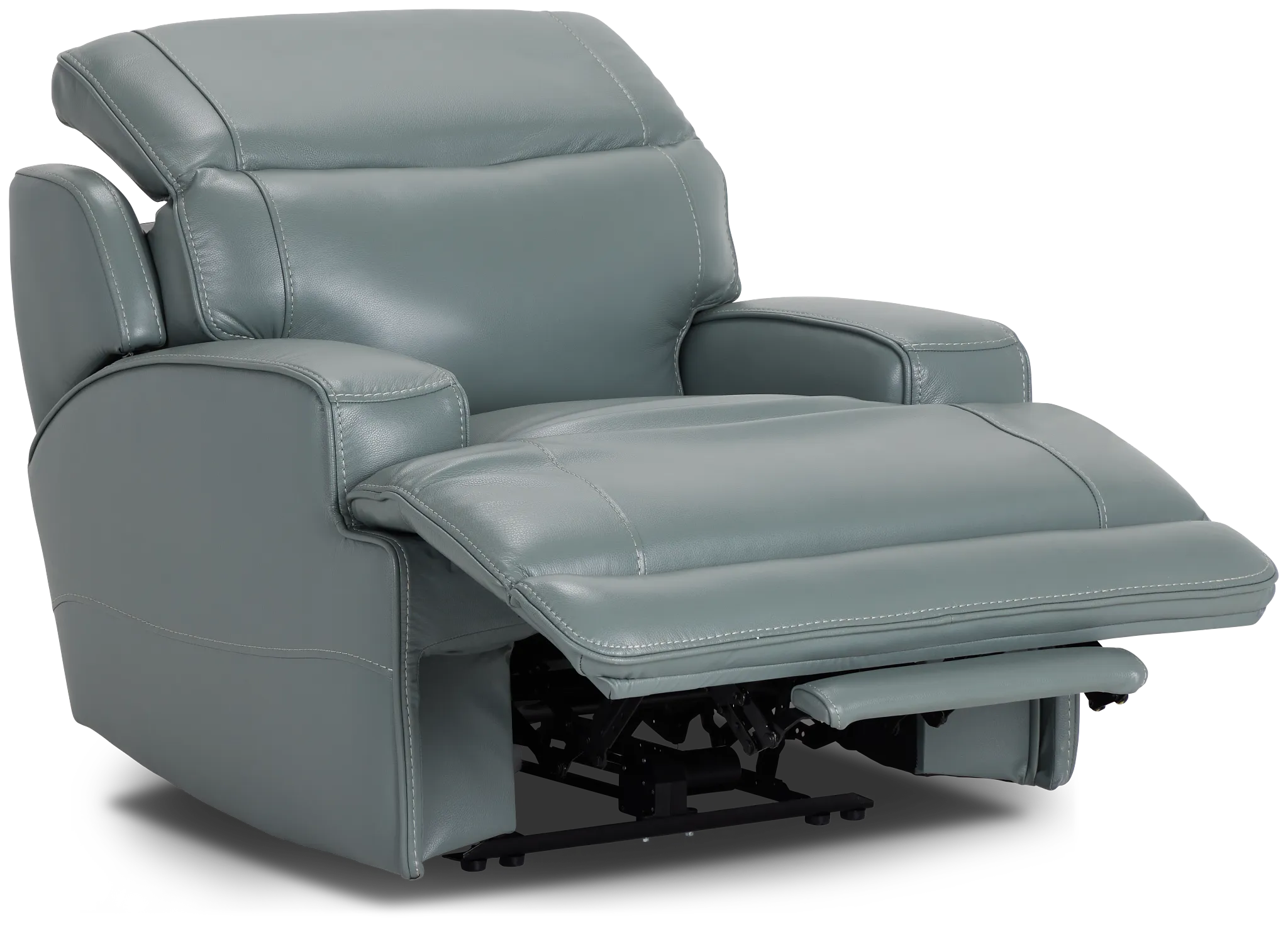Reign Green Lthr/vinyl Power Recliner With Power Headrest