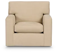 Hudson Beige Fabric Swivel Chair