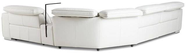 Reva White Leather Small Triple Power Reclining Two-arm Sectional