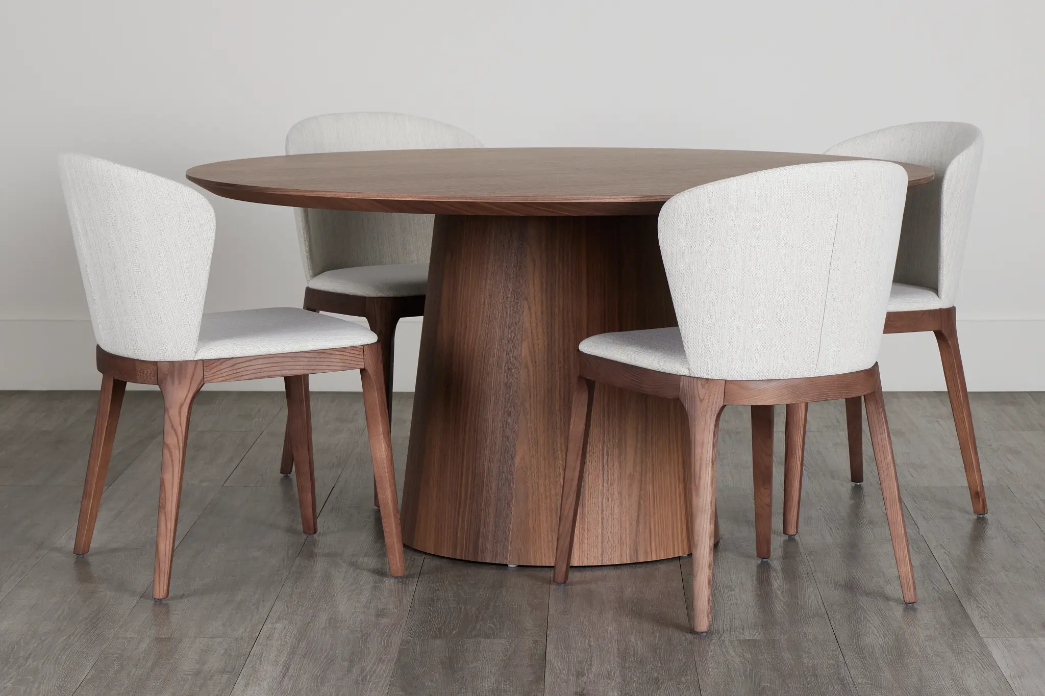 Nomad Mid Tone 59" Round Table & 4 Light Beige Chairs W/mid-tone Legs Nomad Mid Tone 59" Round Table & 4 Light Beige Chairs W/mid-tone Legs