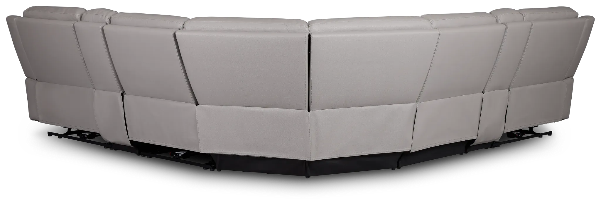 Walker Light Gray Lthr/vinyl Large Triple Power Reclining Two-arm Sectional