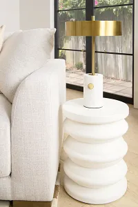 Layla White Round End Table