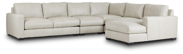 Dawkins Taupe Leather Large Right Chaise Sectional