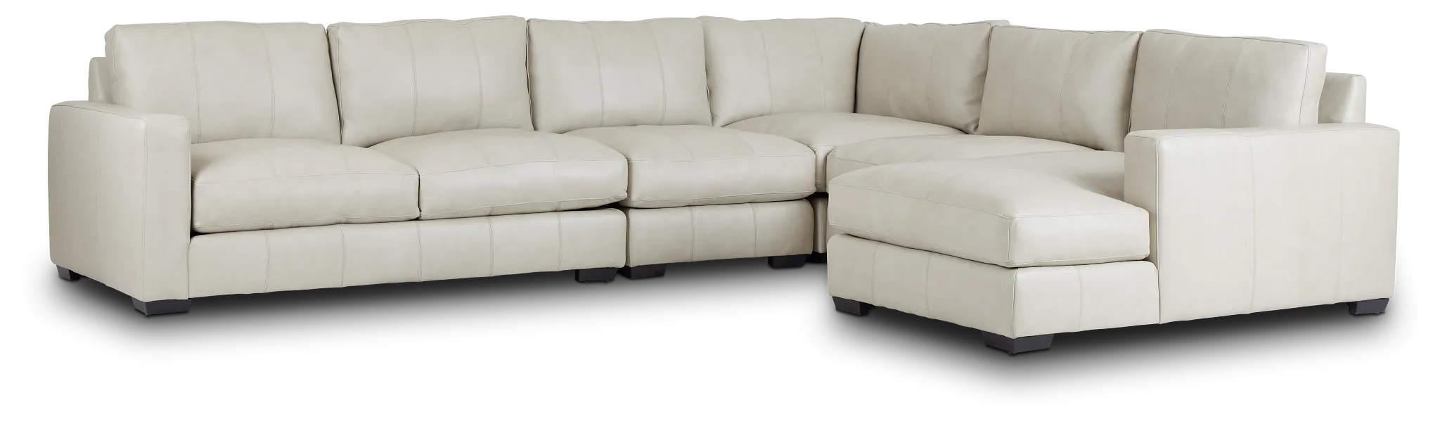 Dawkins Taupe Leather Large Right Chaise Sectional