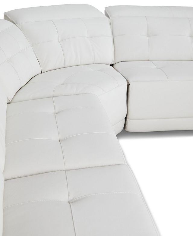 Reva White Leather Small Triple Power Reclining Two-arm Sectional