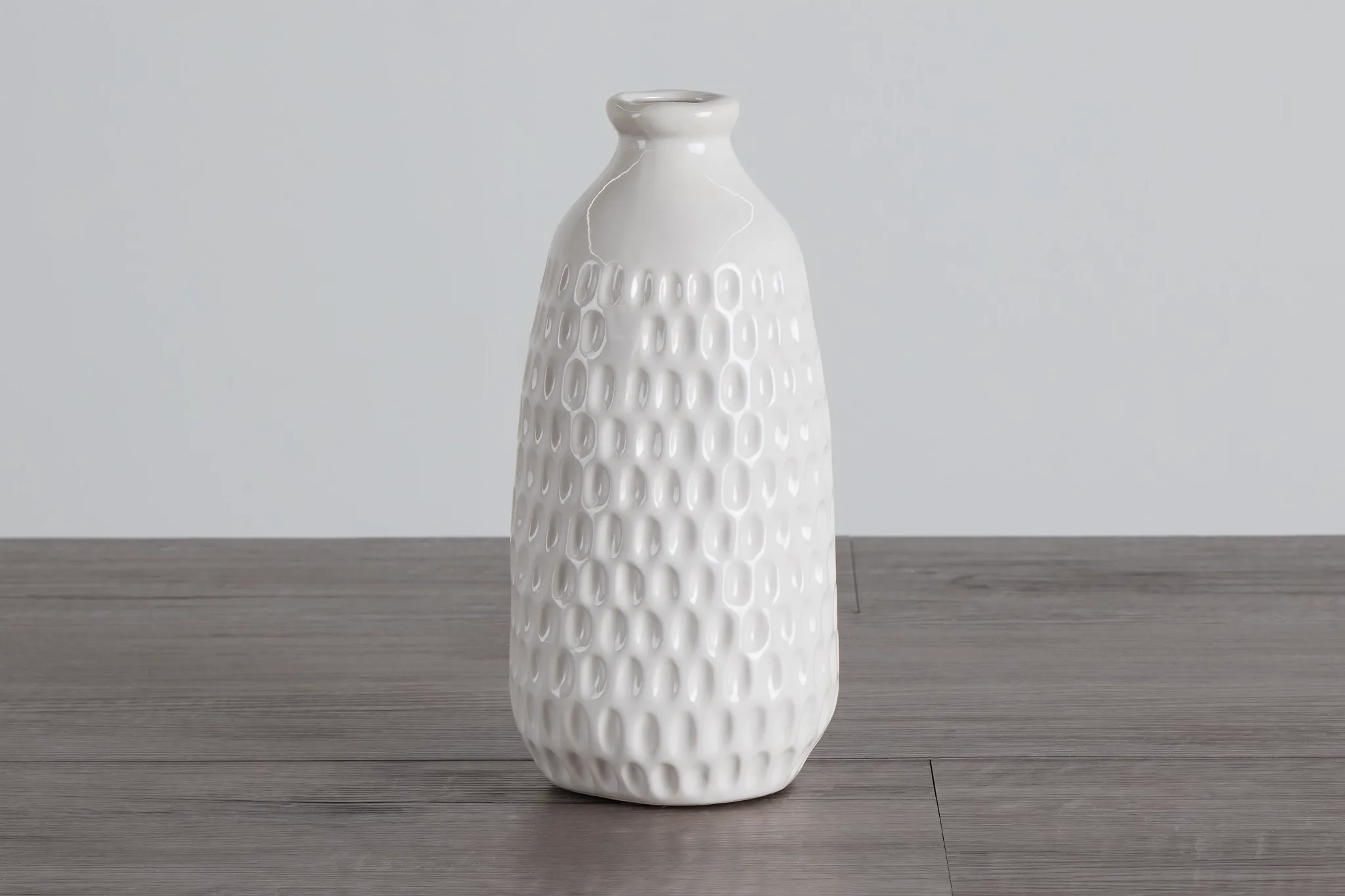 Dimpled White Small Vase