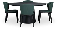 Nomad Black 59" Round Table & 4 Dark Green Chairs W/ Black Legs