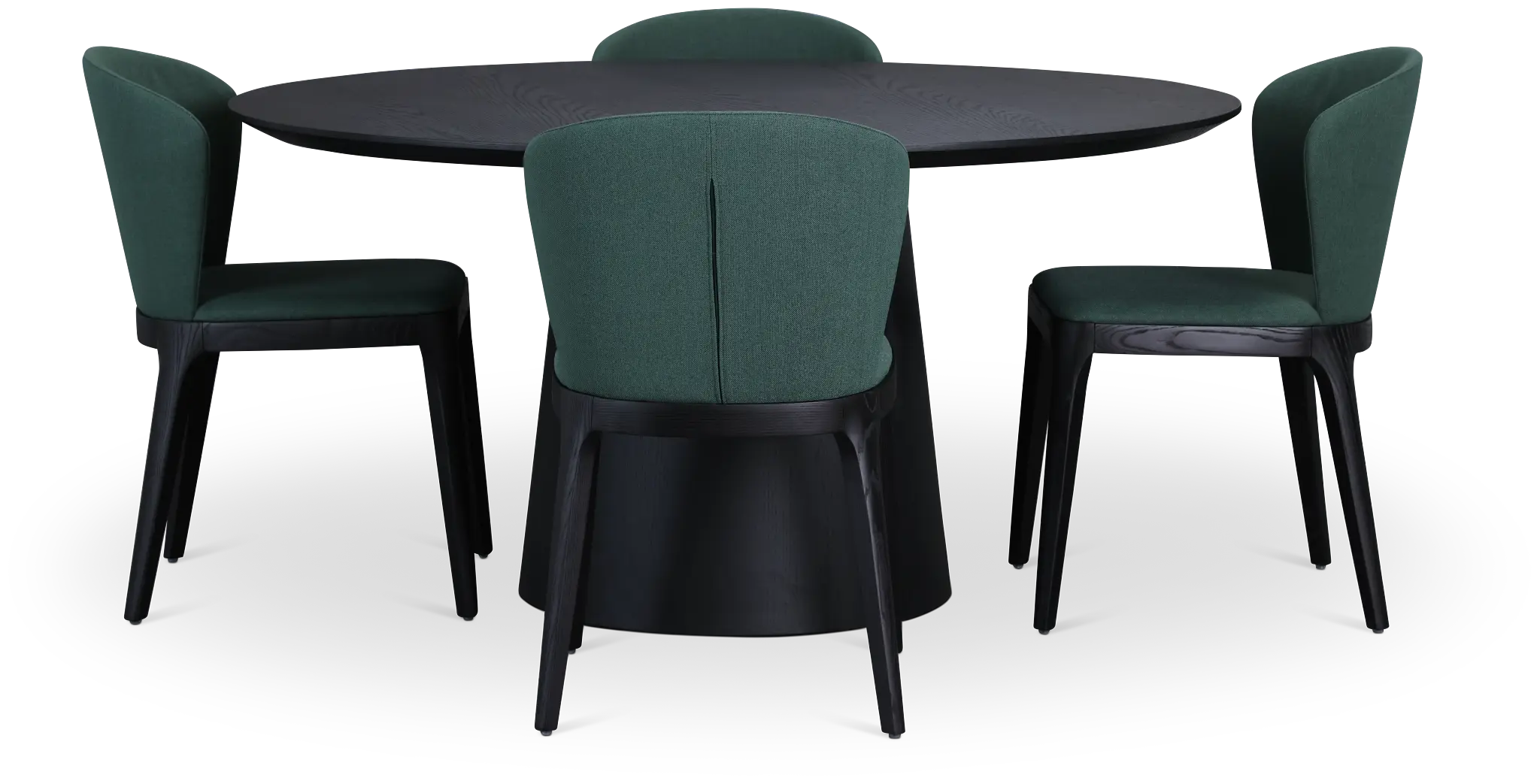 Nomad Black 59" Round Table & 4 Dark Green Chairs W/ Black Legs Nomad Black 59" Round Table & 4 Dark Green Chairs W/ Black Legs