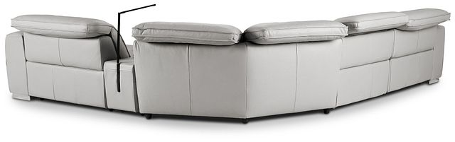 Reva Gray Leather Small Triple Power Reclining Two-arm Sectional