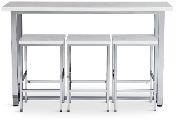 Sarasota White High Table & 3 Barstools