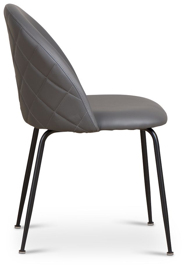 Capri Dark Gray Micro Upholstered Side Chair W/ Black Legs