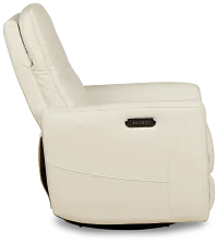 Izzy White Lthr/vinyl Power Swivel Glider Recliner
