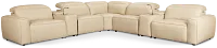Tidal Beige Lthr/vinyl Large Triple Power Reclining Two-arm Sectional