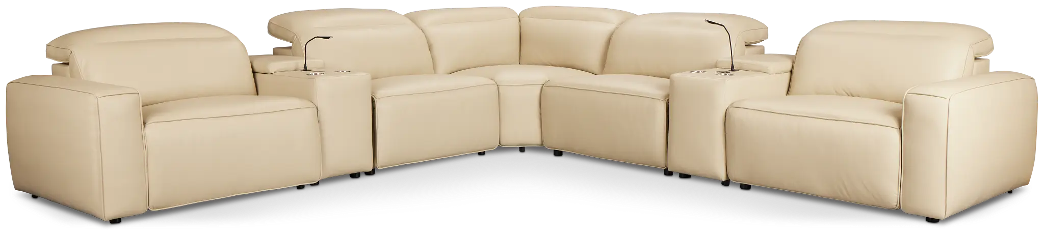 Tidal Beige Lthr/vinyl Large Triple Power Reclining Two-arm Sectional Tidal Beige Lthr/vinyl Large Triple Power Reclining Two-arm Sectional