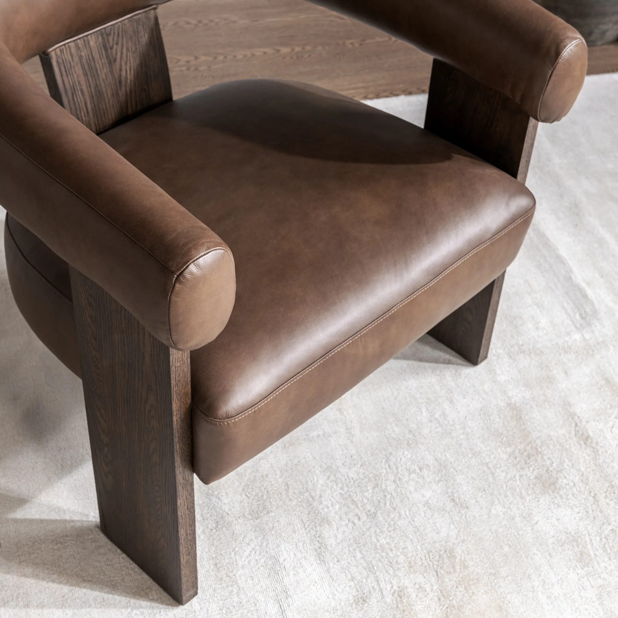 Angel Brown Leather Accent Chair