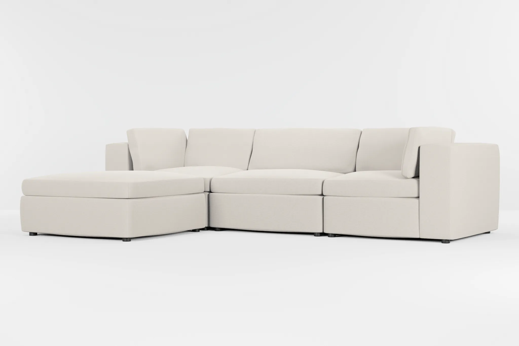 Destin Suave Beige Fabric 4-piece Bumper Sectional