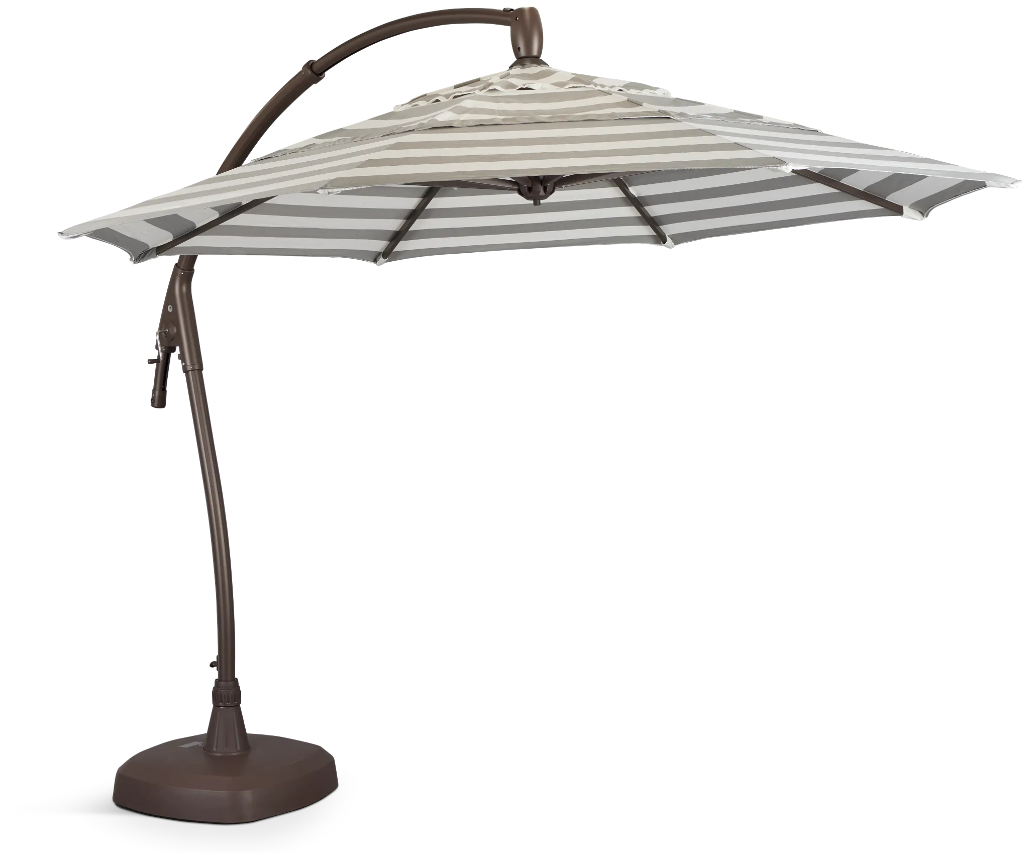 Belize Gray Stripe Cantilever Umbrella Set