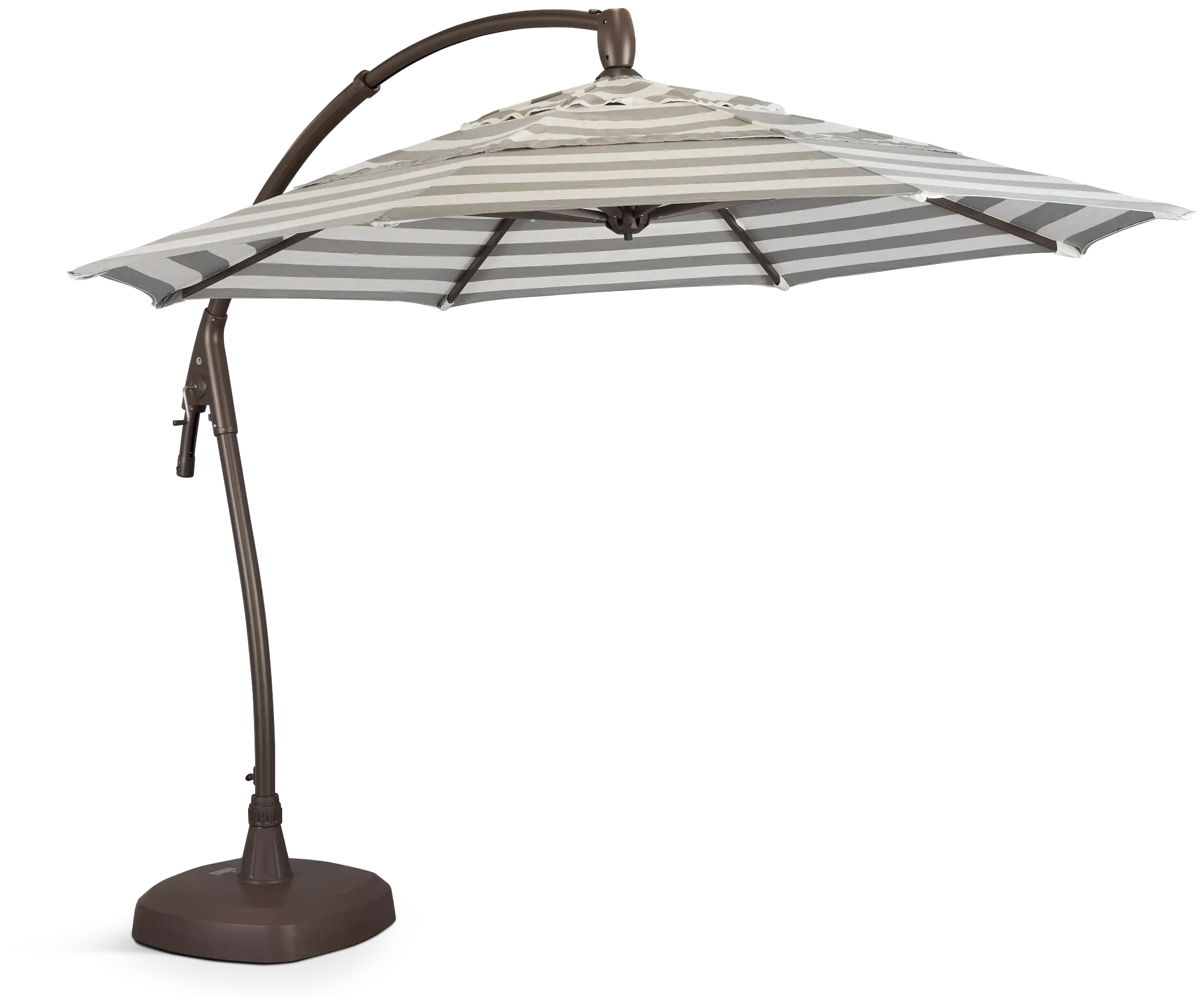 Belize Gray Stripe Cantilever Umbrella Set Belize Gray Stripe Cantilever Umbrella Set