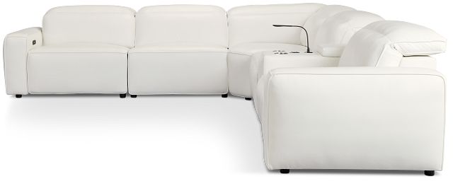Tidal White Lthr/vinyl Medium Dual Power 2-arm Reclining Sectional
