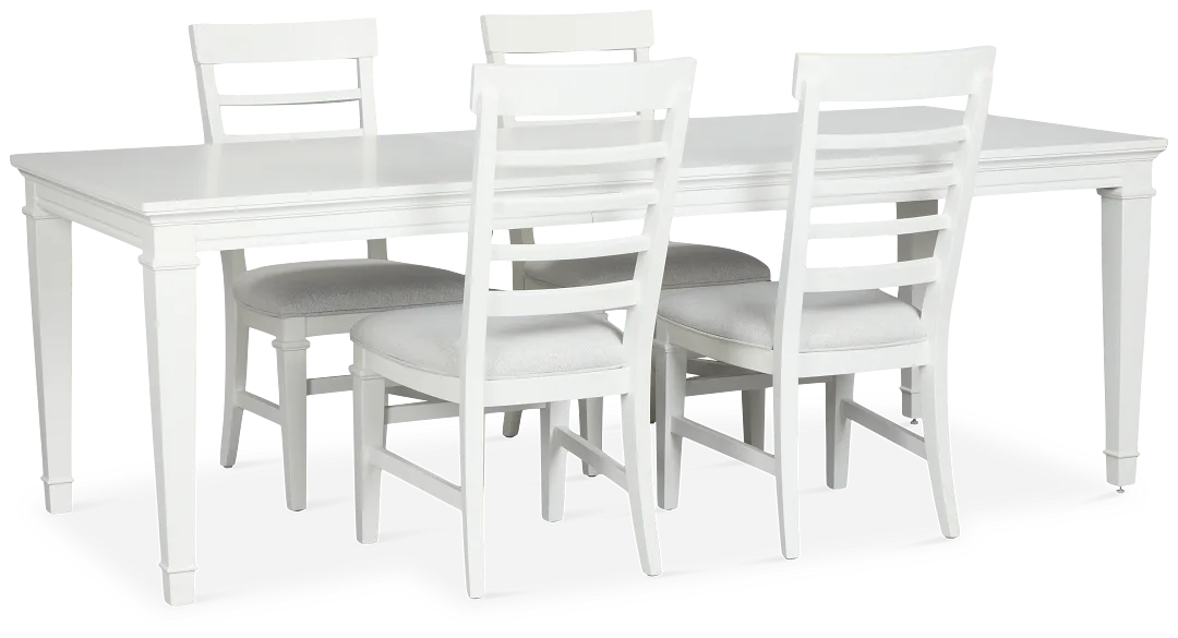 Cape Cod Ivory Rect Table & 4 Upholstered Chairs