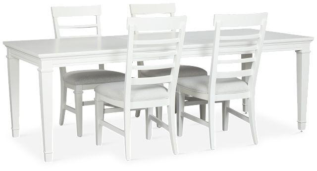 Cape Cod Ivory Rect Table & 4 Upholstered Chairs