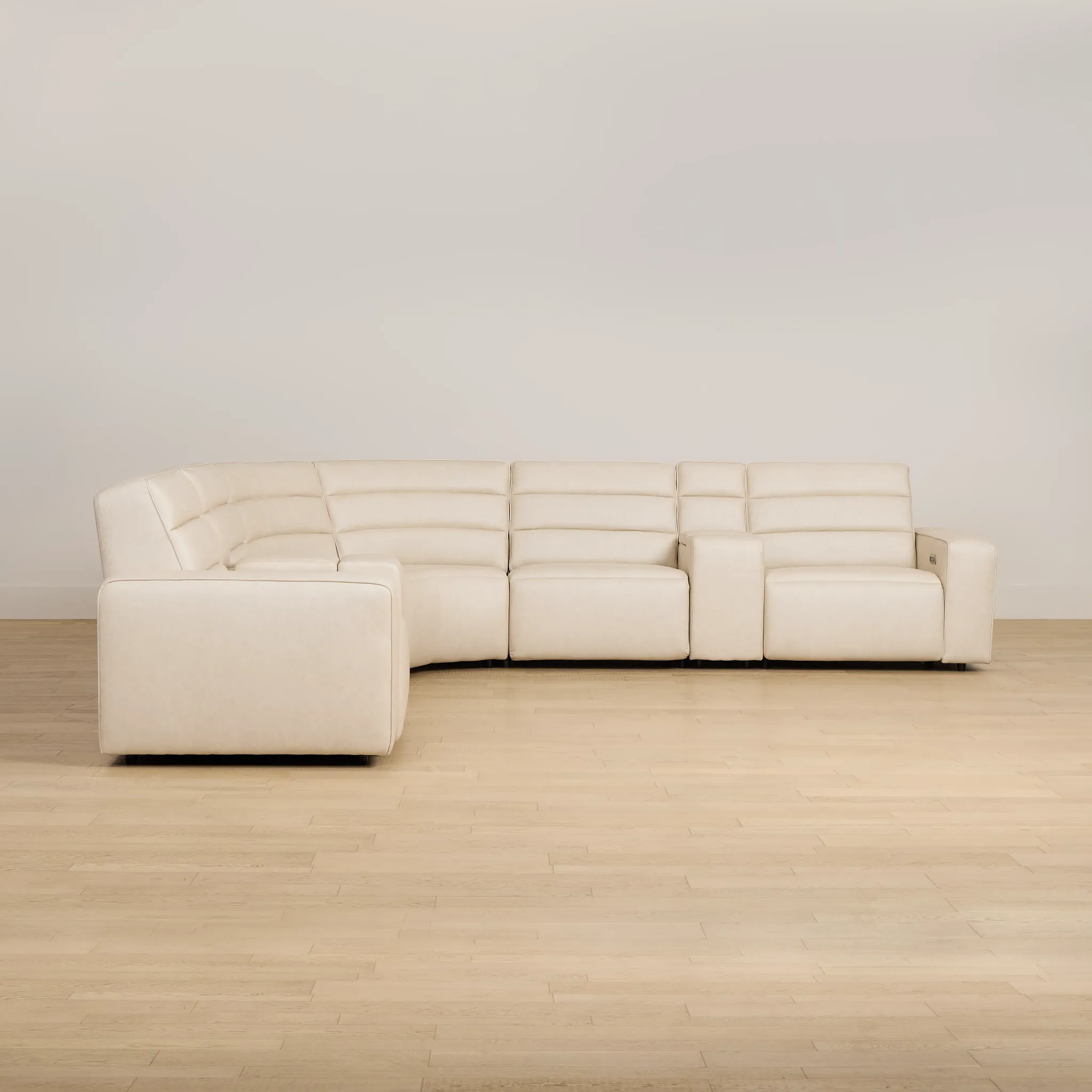 Sawyer Ivory Micro Large Dual Power Reclining Two-arm Sectional