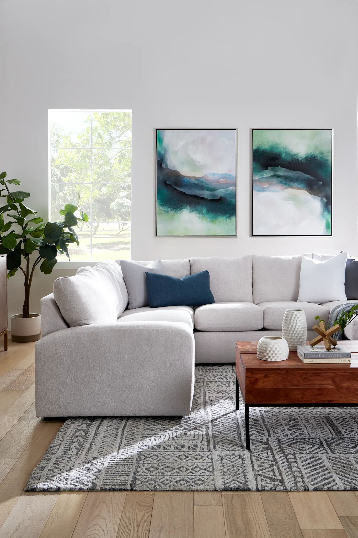 Colby White Micro Right Chaise Sectional