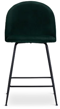 Capri Dark Green Velvet Upholstered 24" Barstools W/black Legs