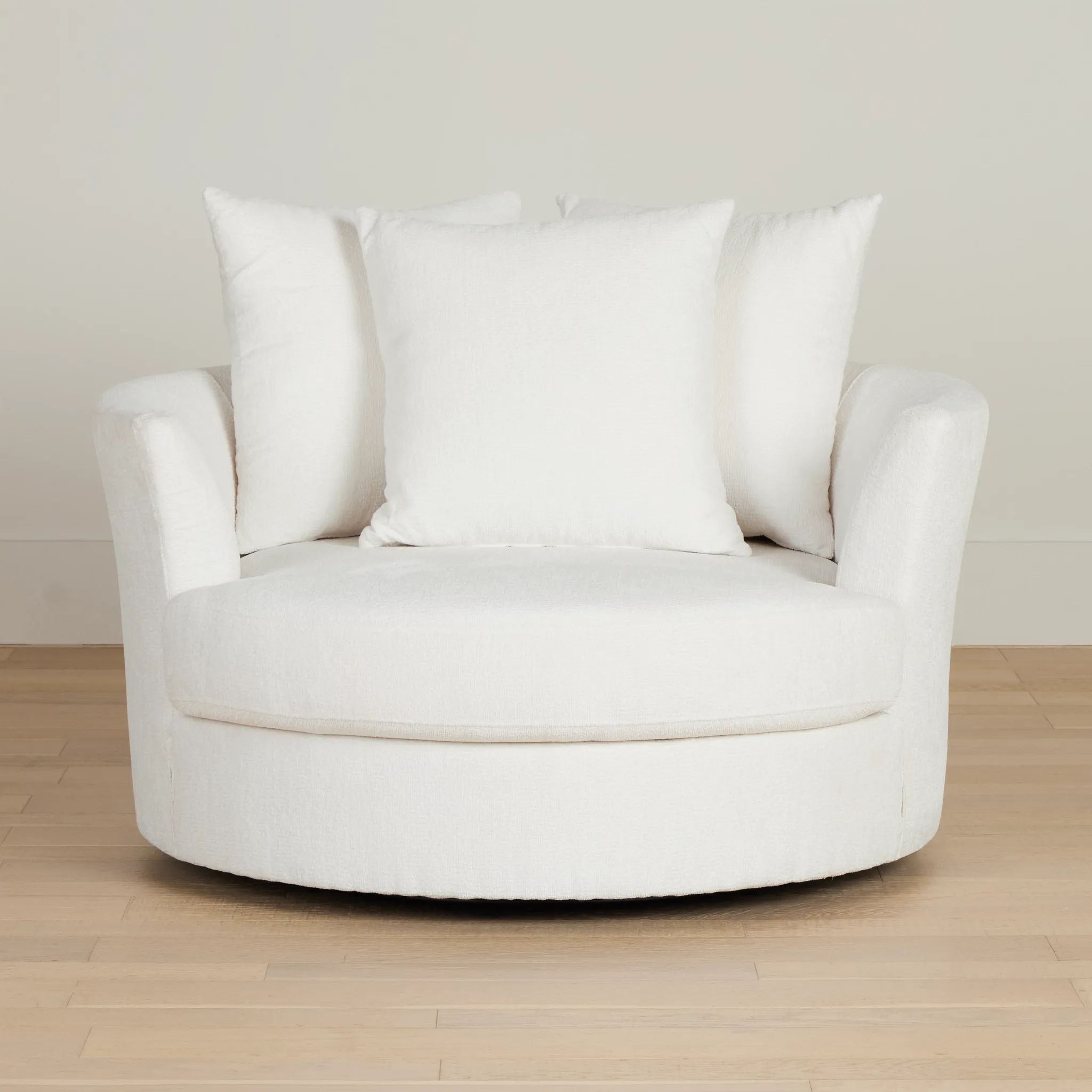 Everly White Fabric Swivel Chair