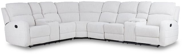 Piper Light Beige Fabric Large Dual Reclining Sectional With Dual Console