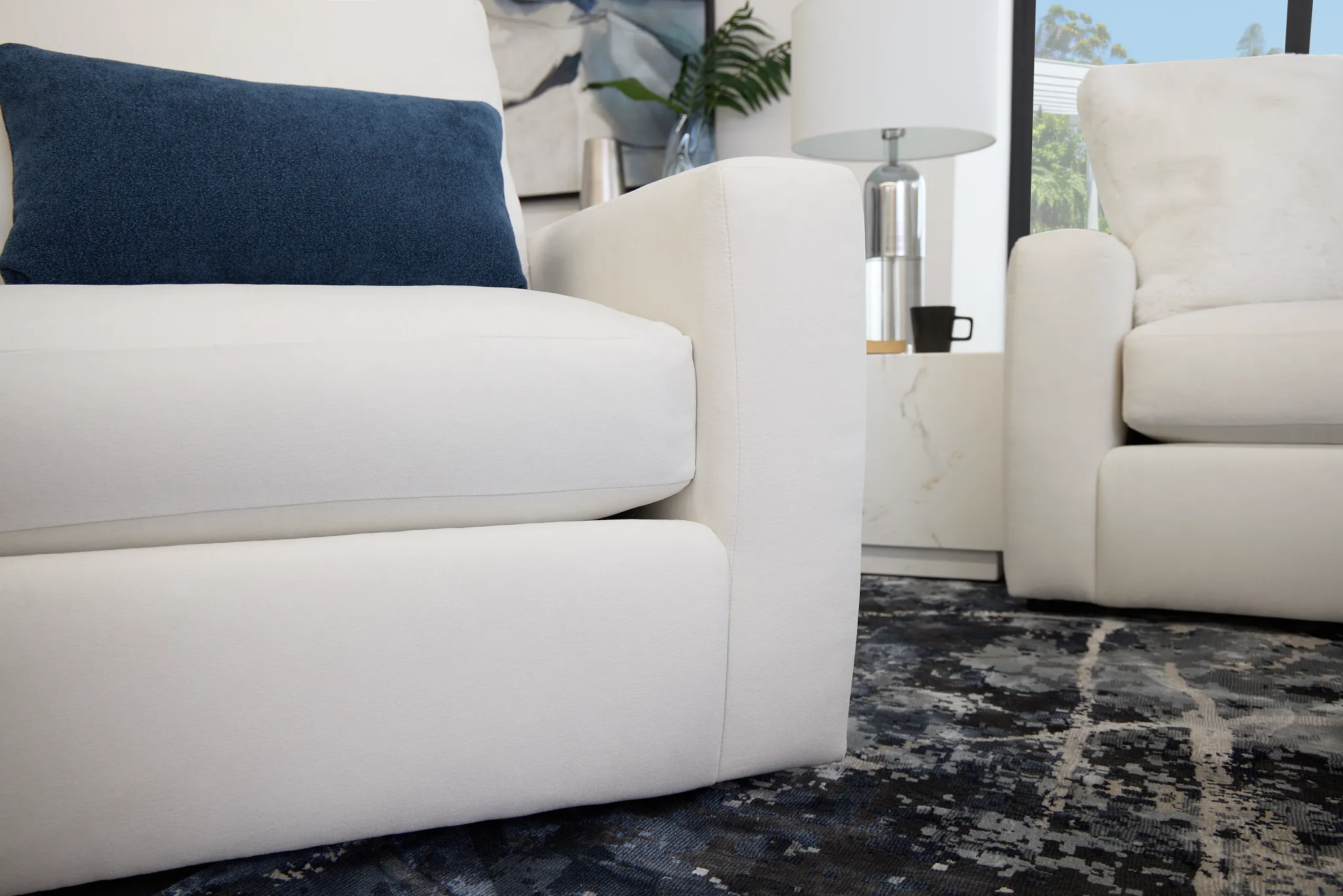 Citymod White Fabric Swivel Chair