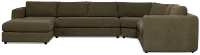 Alma Dark Green Fabric Medium Left Chaise Wedge Sectional