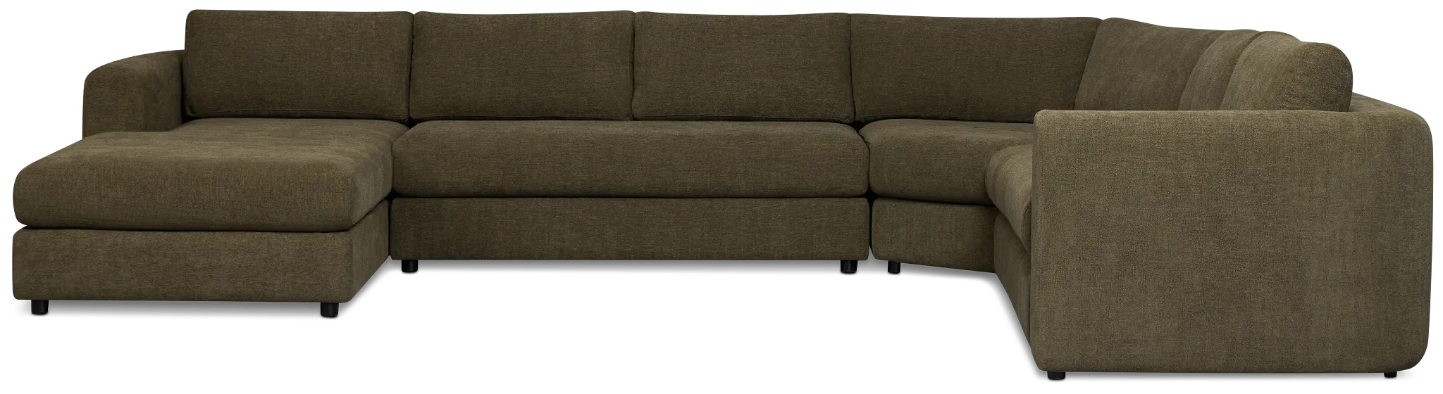 Alma Dark Green Fabric Medium Left Chaise Wedge Sectional
