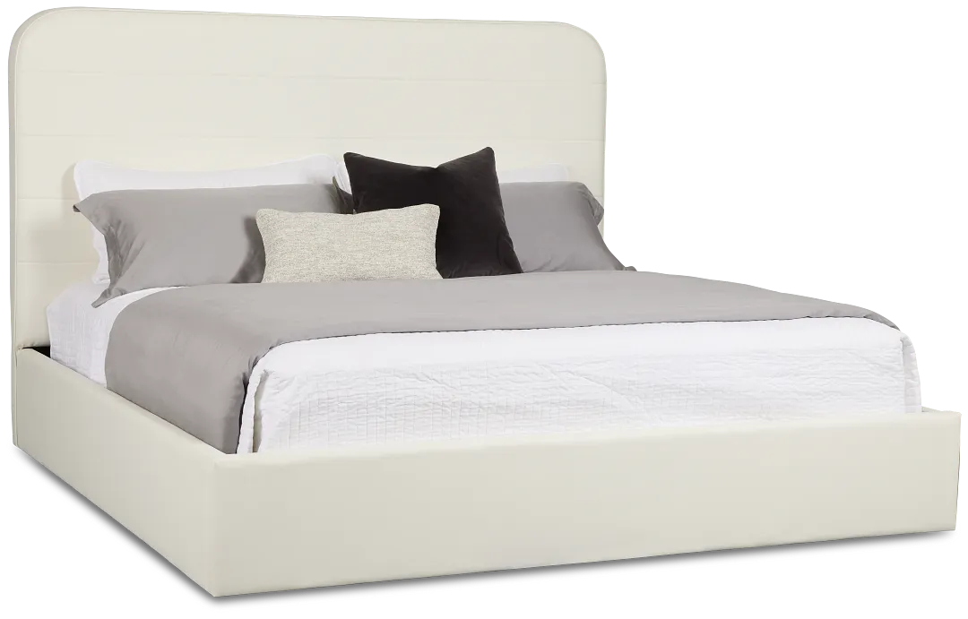 Doral White Curved Upholstered Platform Bed