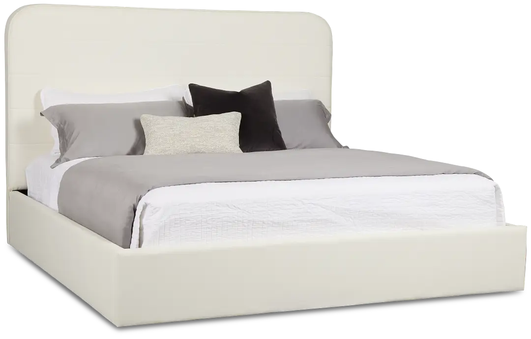 Doral White Curved Upholstered Platform Bed Doral White Curved Upholstered Platform Bed