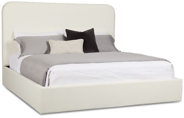 Doral White Curved Upholstered Platform Bed