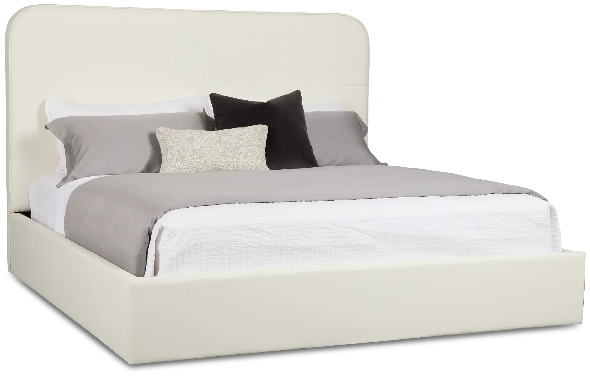 Doral White Curved Upholstered Platform Bed Doral White Curved Upholstered Platform Bed