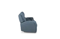 Summit Blue Lthr/vinyl Power Reclining Sofa W/ Power Headrest