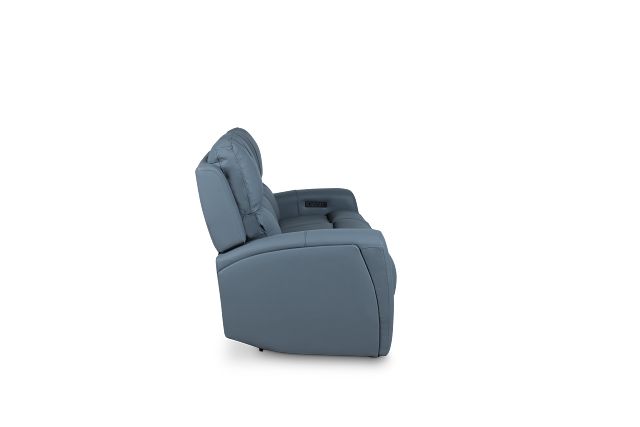 Summit Blue Lthr/vinyl Power Reclining Sofa W/ Power Headrest