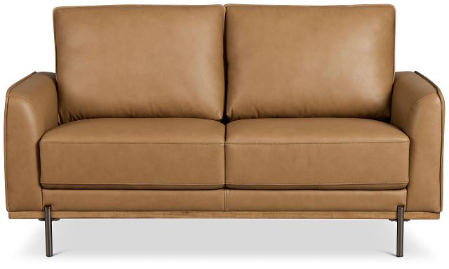 Tessa Light Brown Leather Loveseat