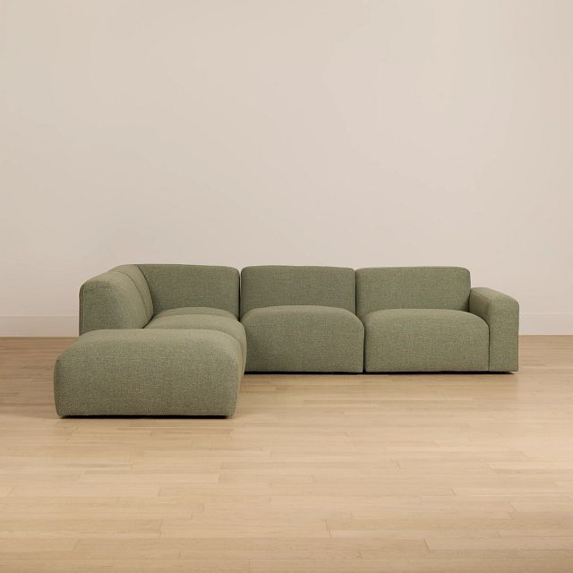 Baylor Green Fabric 5-piece Left Facing Bumper Sectional
