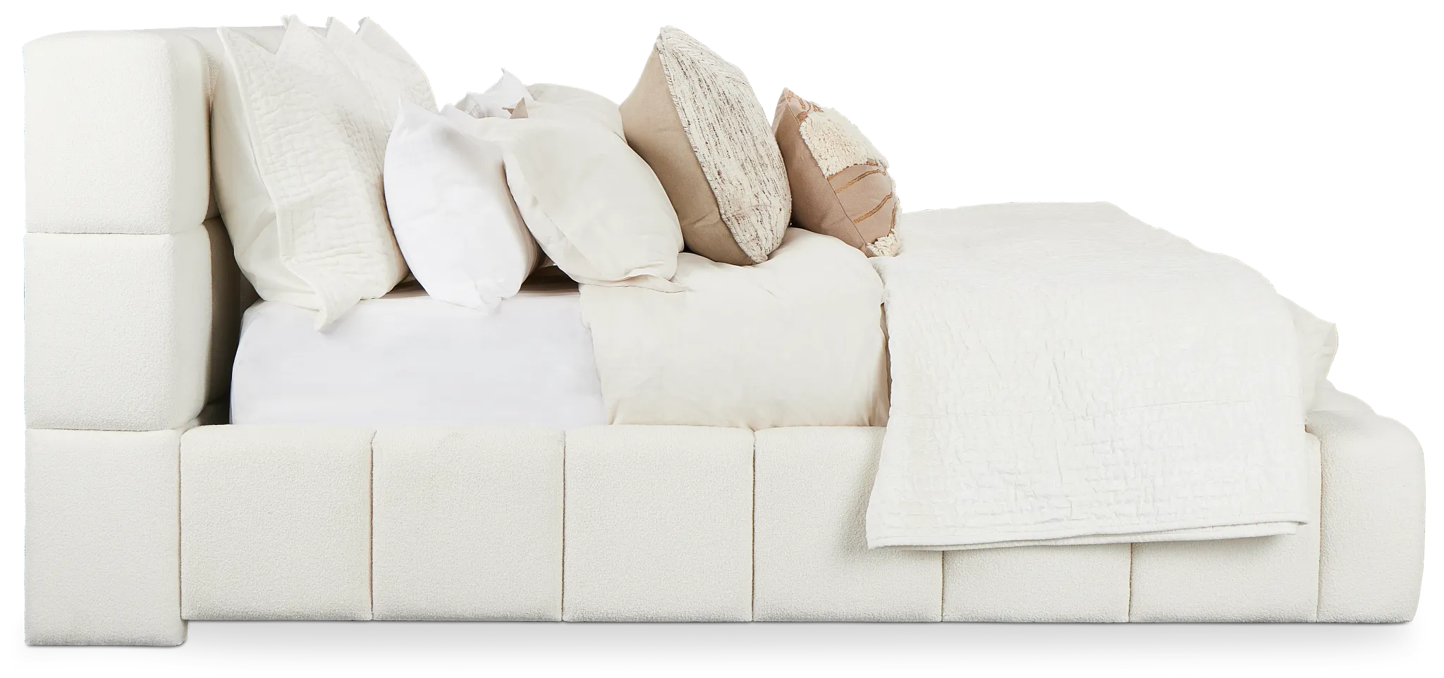 Malibu Light Beige Tufted Platform Bed