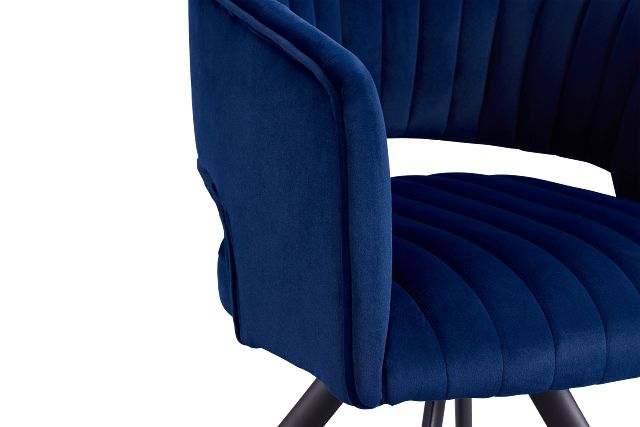 Mandy Blue Velvet Swivel Accent Chair