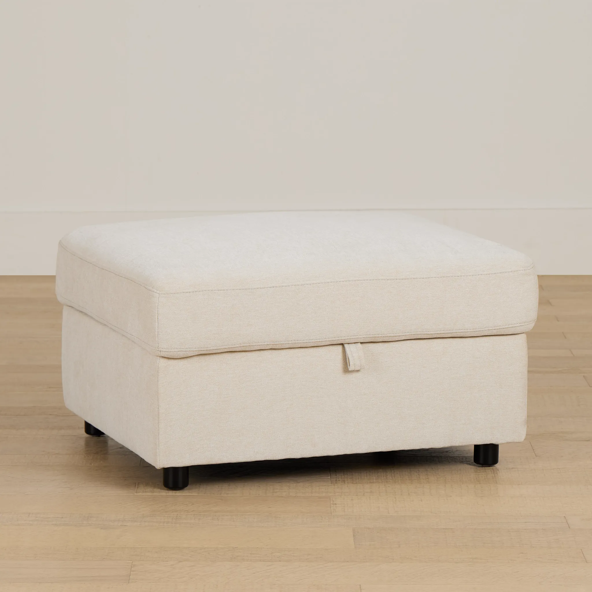 Addie Beige Fabric Storage Ottoman