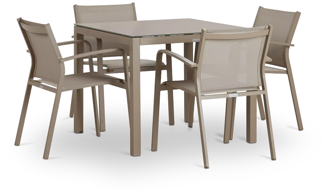 Lisbon Khaki 36" Square Table & 4 Chairs
