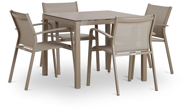 Lisbon Khaki 36" Square Table & 4 Chairs