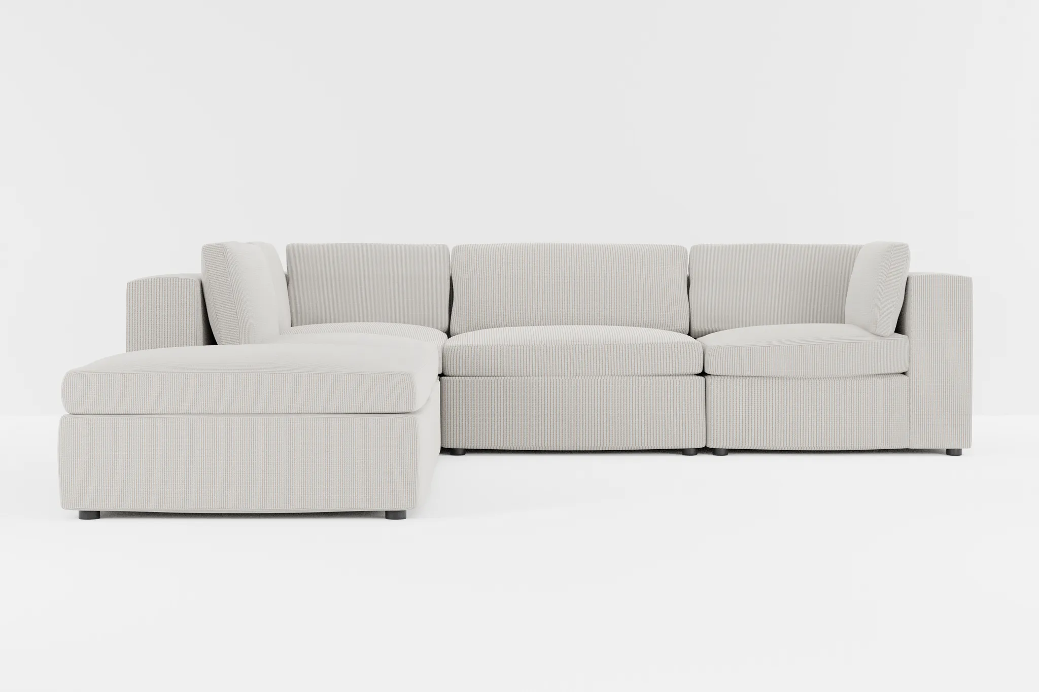 Destin Lucy Light Beige Fabric 5pc Bumper Sectional