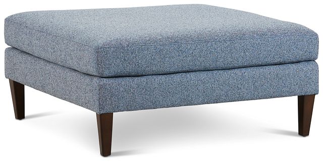 Morgan Blue Fabric Cocktail Ottoman With Wood Legs (0)