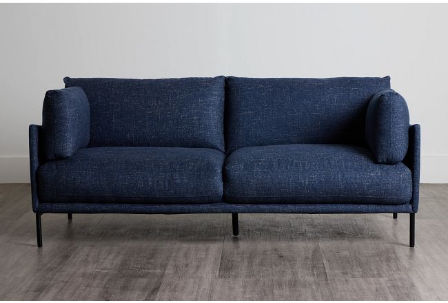 Oliver 79" Dark Blue Fabric Sofa