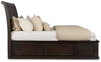 Galveston Dark Tone Sleigh Storage Bed
